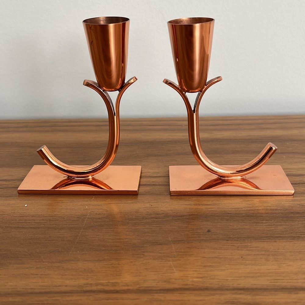 ONEIDA CRAFT Vintage Non-Tarnish Copper Set of 2 Candle Stick Holders 8921
